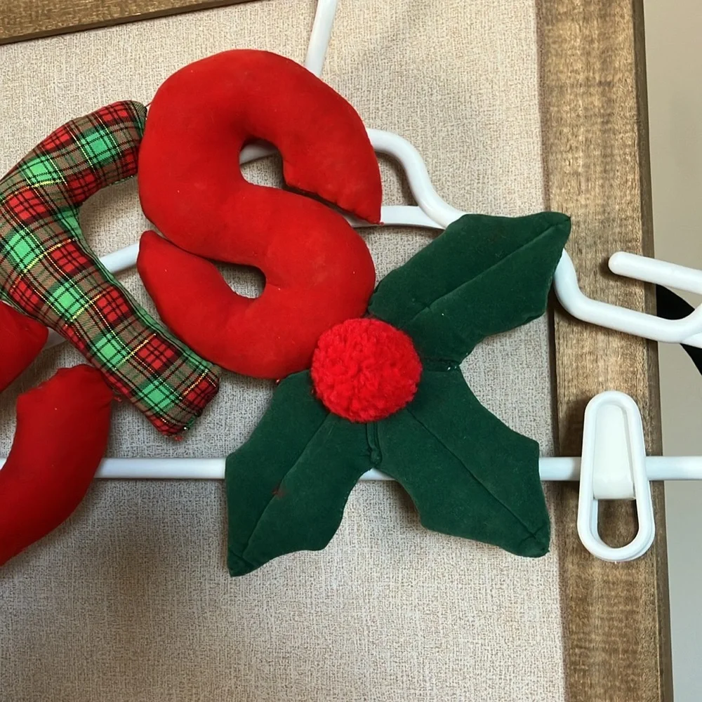 FINAL MARKDOWN Festive 'Cheers' Holiday stuffed Garland - Red and Green